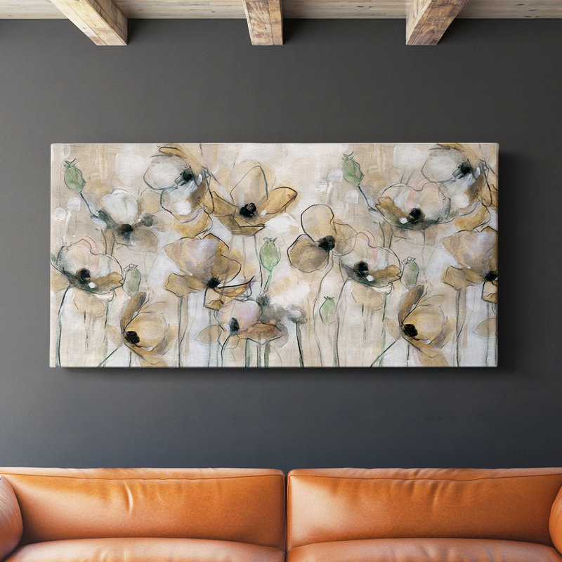 Champ de coquelicots - Toile tendue avec châssis - Prêt à accrocher, H 24 po x l 48 po