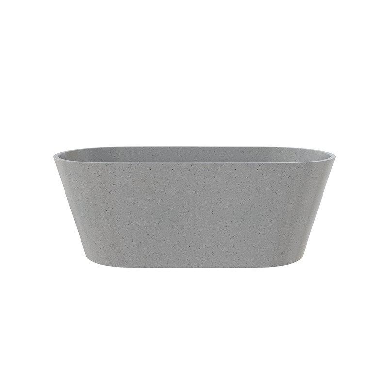 59" Grey Outdoor Terrazzo Stone Soaking Tubs Freestanding Solid Surface Concrete Bathtub