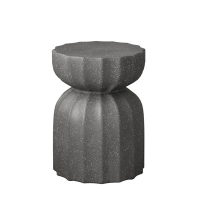 2Pc Grey Cement 13" Waterproof Coffee Table And Side , For Living Room Backyard, High Durability Patio Garden,