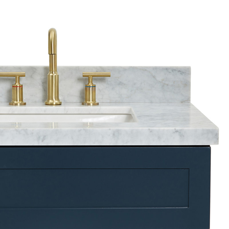 Hamlet 43'' Single Bathroom Vanity with Carrara Marble Top, Midnight Blue