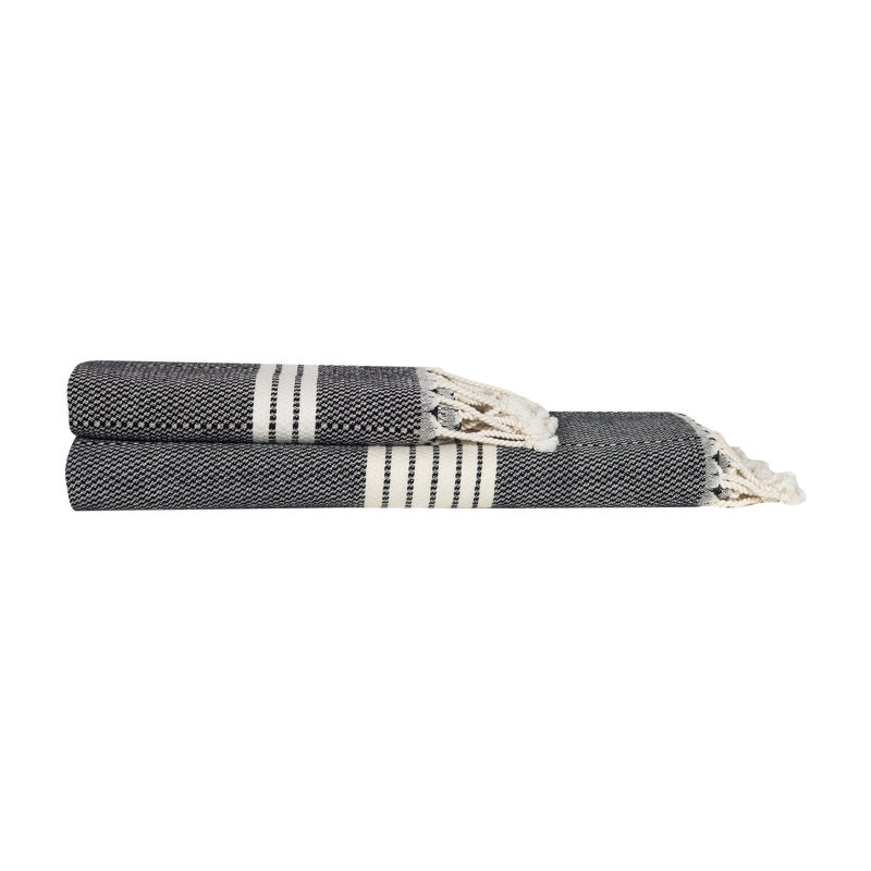 Ensemble de serviettes en coton turc 2 pièces Rae, Noir