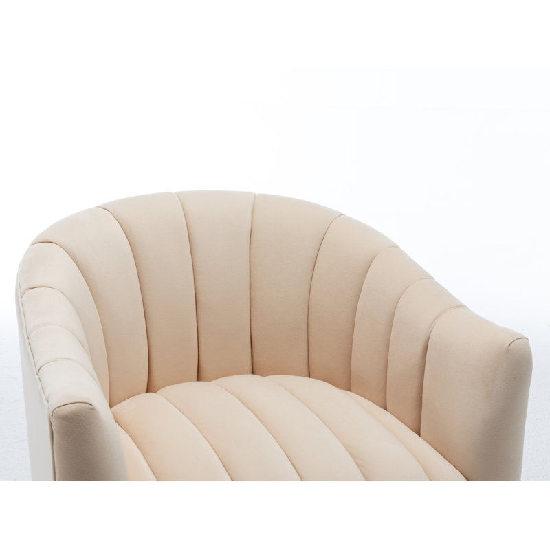 Velours capitonné large de 28 po Murrow, Velours beige, 1