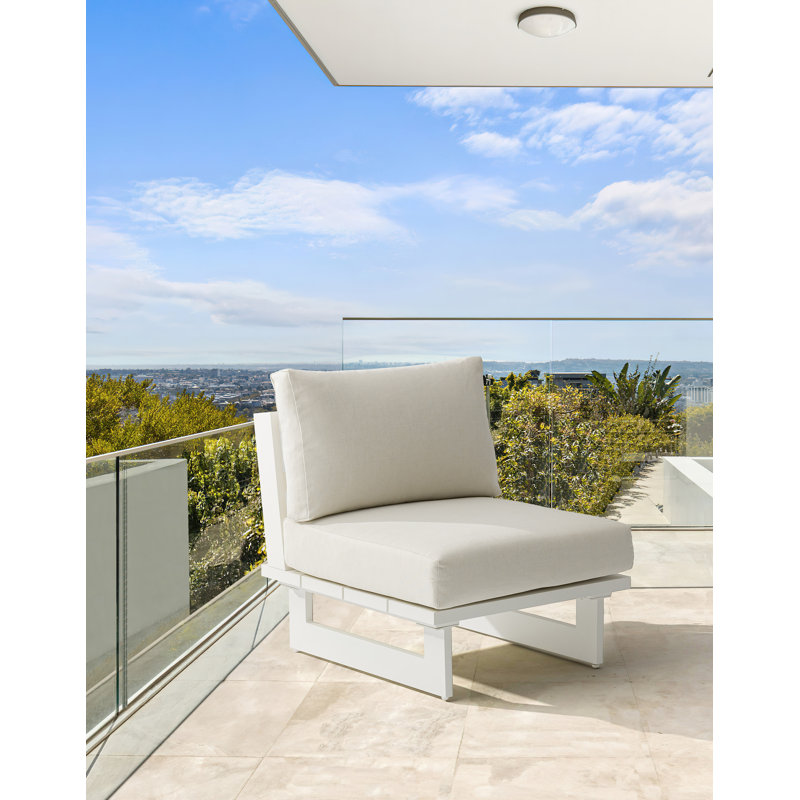 Hubery Aluminum Outdoor Armless Lounge Chair, Cream, White