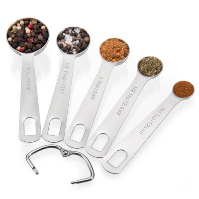 Measuring Spoons: U-Taste 18/8 Stainless Steel Measuring Spoons Set of 5 Piece: 1/4 tsp, 1/2 tsp, 1 tsp, 1/2 tbsp & 1 tbsp Dry and Liquid Ingredients