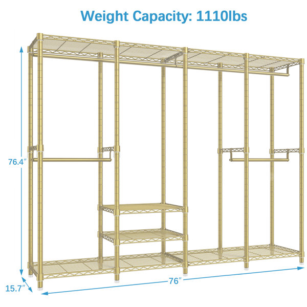 VIPEK V6 Wire Garment Rack Heavy Duty Clothes Rack with 7 Adjustable  Shelves & 4 Hanging Rods, Compact DIY Metal Clothing Rack 74.4 L x 17.7 W  x