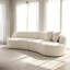 Causeuse moderne incurvée 78 po - Canapé rembourré en lin beige, canapé incurvé pour salon, appartement, petit espace