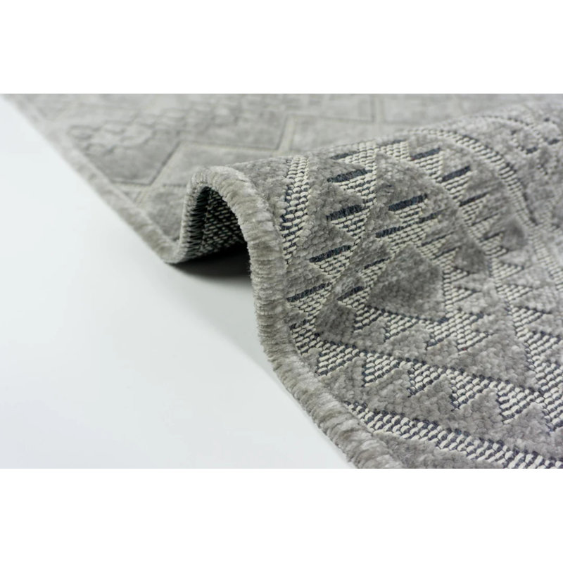 Perley Gray Machine Washable Non-Slip Base Durable Decorative Kilim Carpet, Rectangle 3' x 4'