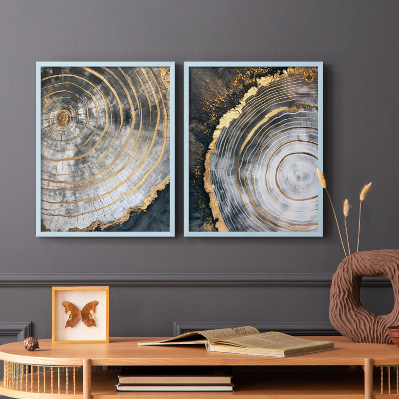 ABSTRACT Series CCXXIII-Premium Framed Print -Ready to Hang - No Nails Required - No Nails Required, Blue, 29" H x 46" W