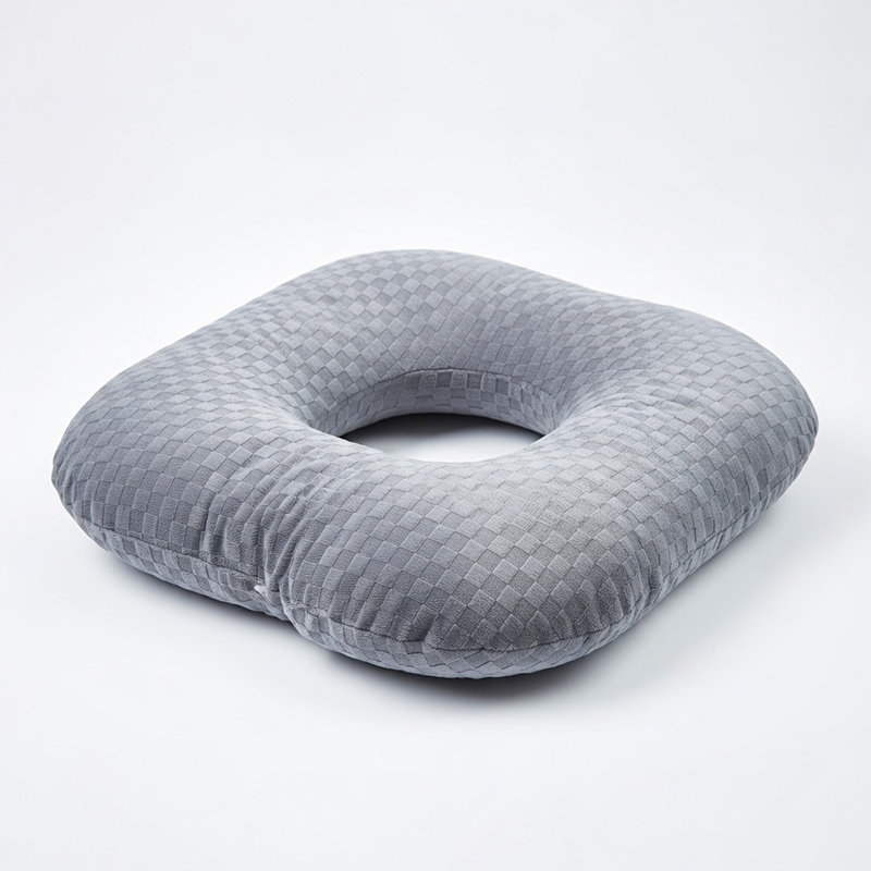 Soft Velour Stuffed Donut Seat Cushion for Tailbone Support & Posture Alignment -Grey, Grey