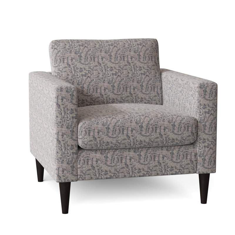 Fauteuil club de 33 po de largeur Trafton, Espresso, Marbre gris performance