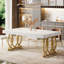 63-inch White Rectangle Dining Table With Gold Metal Base-123244359-123244358