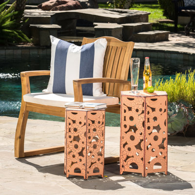 Ensemble de table d'appoint de patio avec plateau hexagonal et base en métal