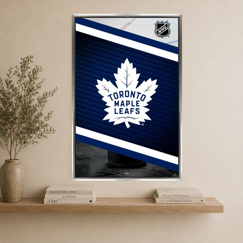 Décoration murale des Maple Leafs de Toronto (NHL), H 60 po x l 40 po, Cadre flottant biseauté, Argent