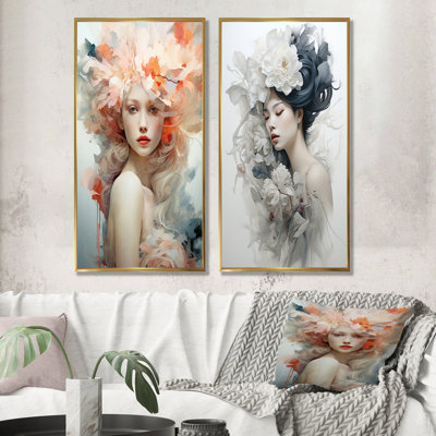Minimalisme, Japon, femme, ensemble de 2 reproductions d'art mural japonais