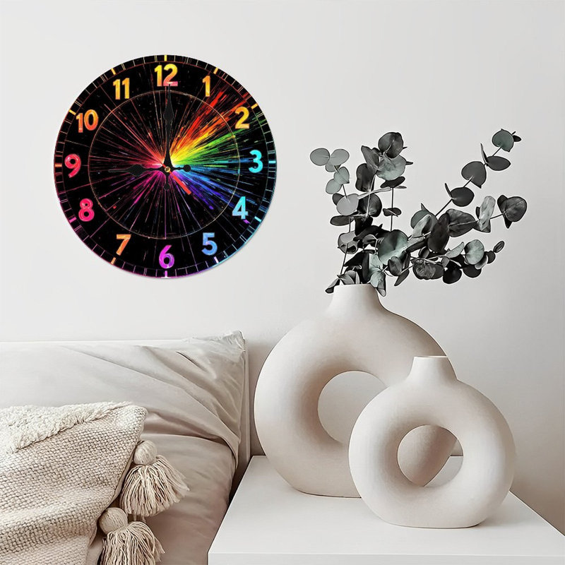 Rainbow Clock Wall Art Home Decor