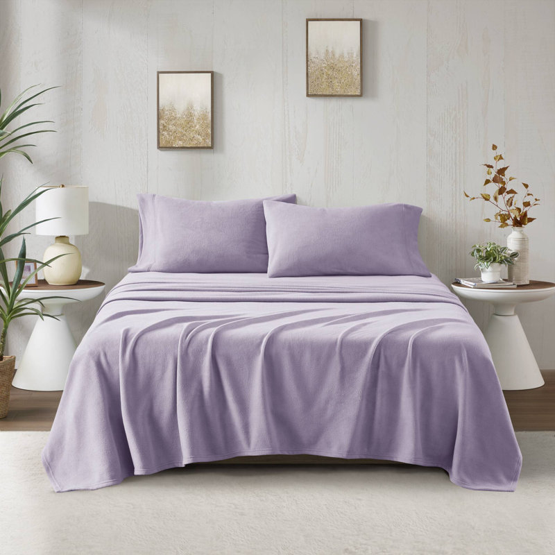 Micro Fleece Sheet Set, Full Sheet Set with 2 Pillowcases, Lavender