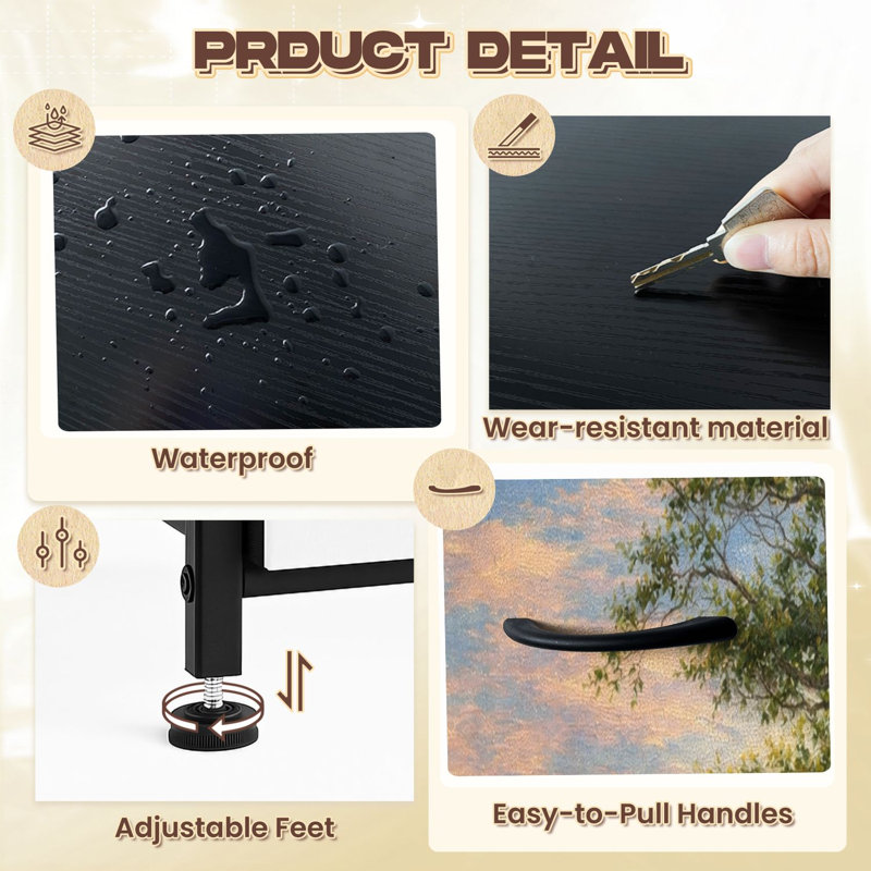 Commode pour chambre à coucher avec 4 tiroirs de rangement Everglades Sunset Wetland Water Canal Landscape Commodes