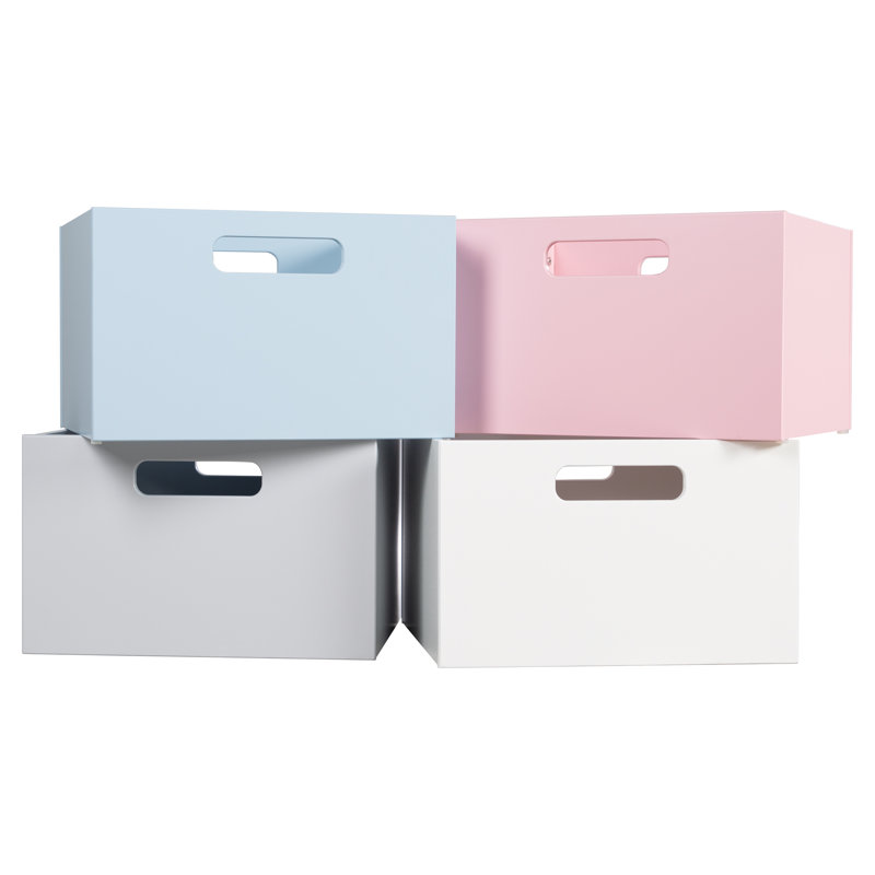 Roba Wooden Toy Box, Blue / White / Grey
