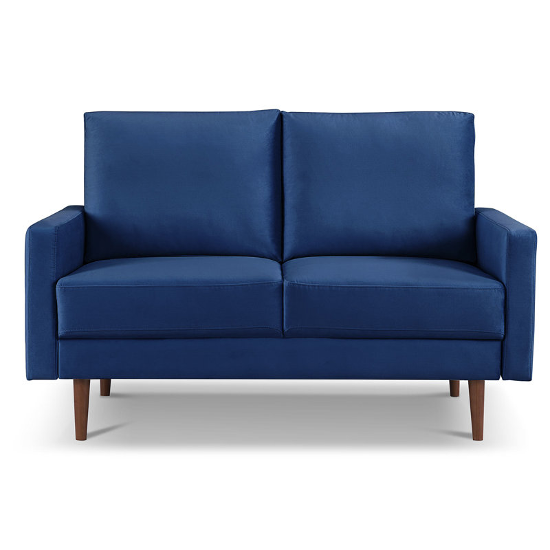 Ellmer Velvet Loveseat, Black Velvet, 36.4" H x 57.1" W x 31.5" D