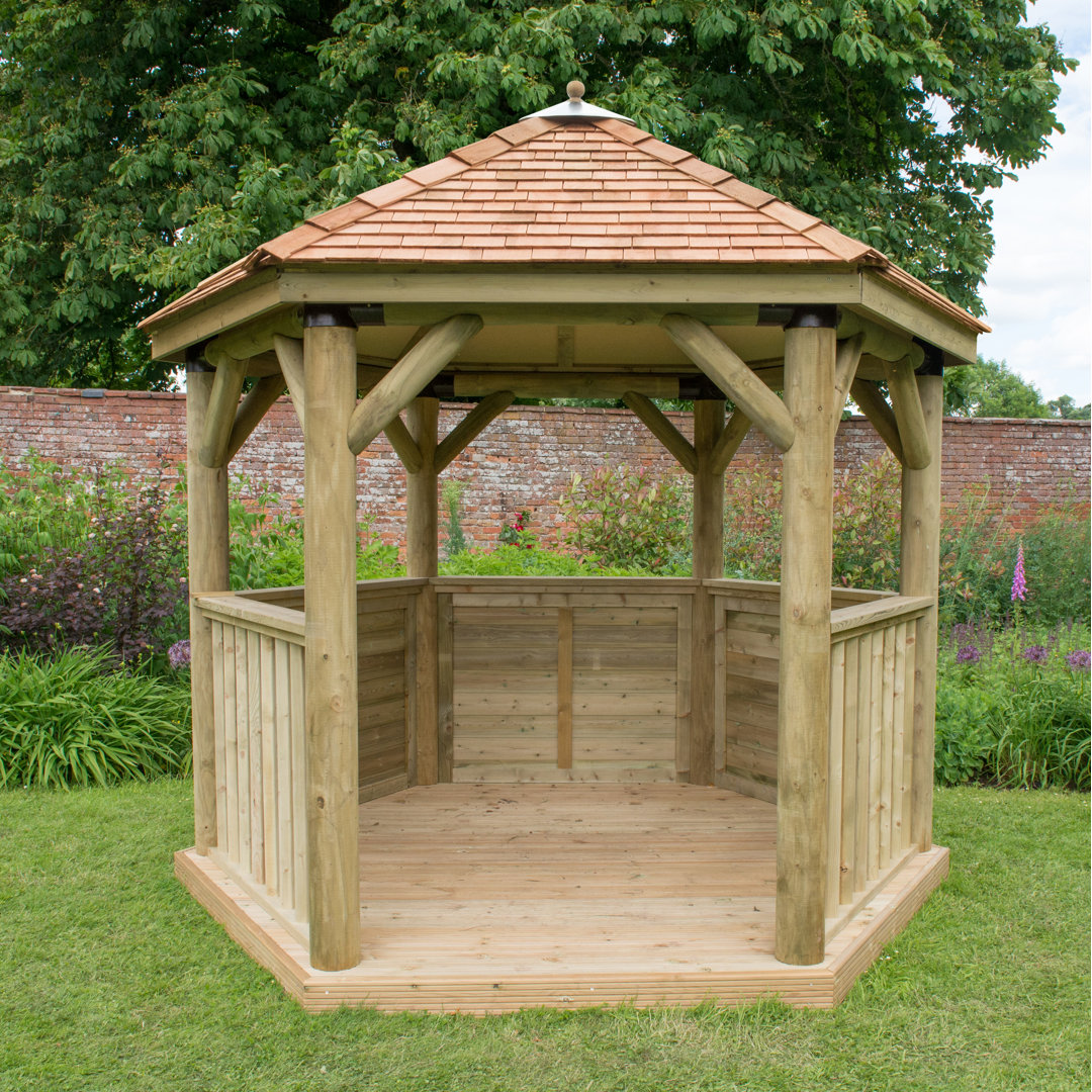 3.5 x 3m Wooden Gazebo with Cedar Roof with Installation Service