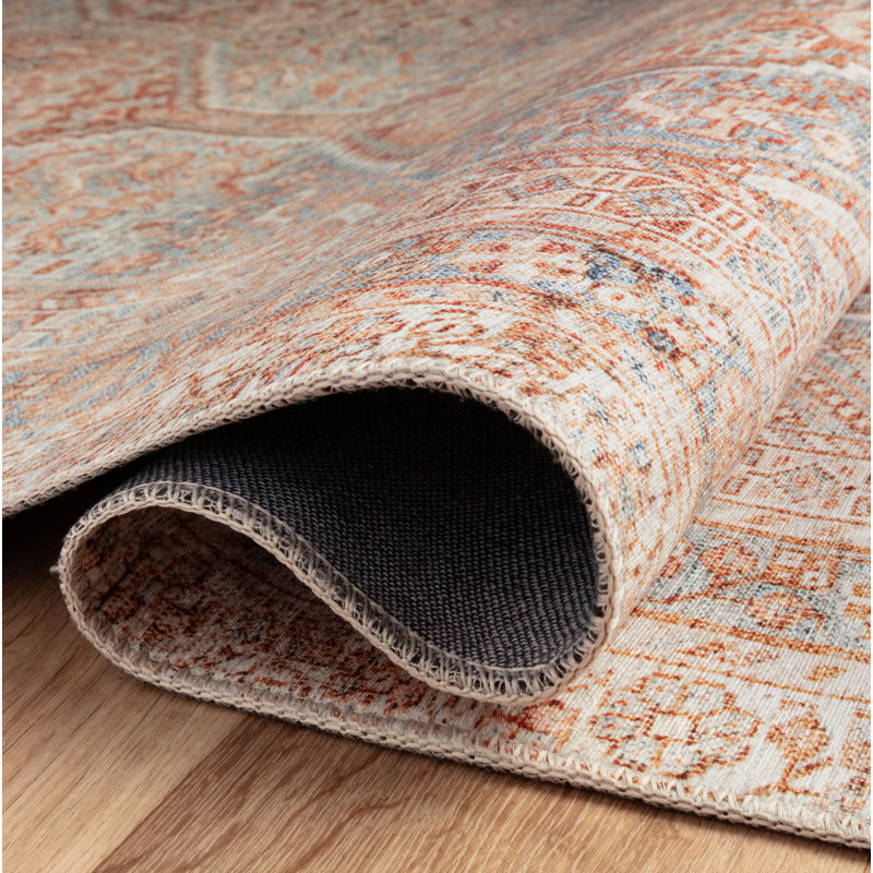 Chris Loves Julia x Loloi Jules Geometric Tangerine/Mist Area Rug, Rectangle 3'6" x 5'6"