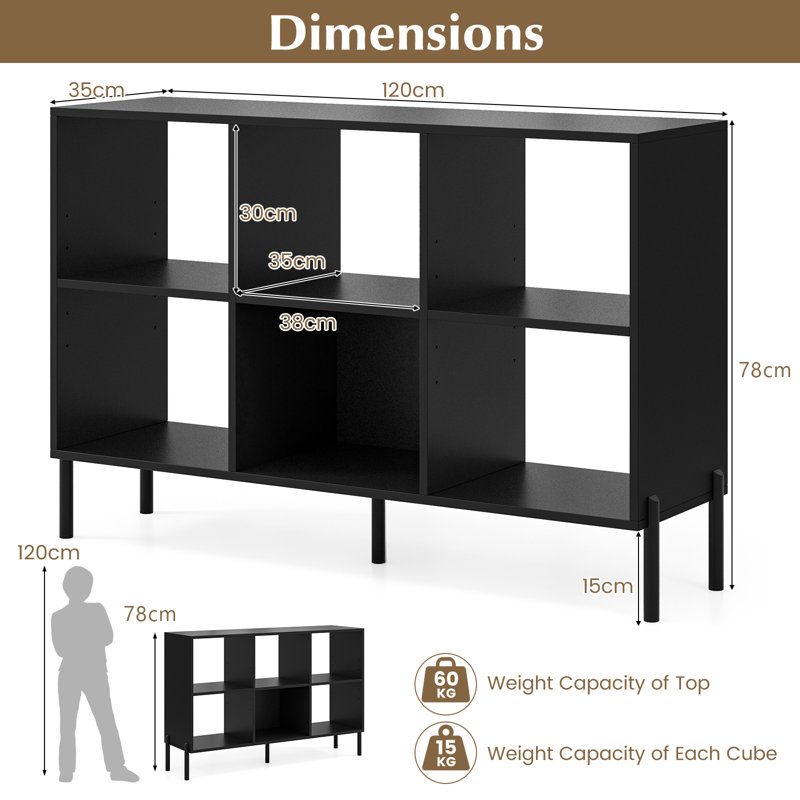 Naporsha 78cm H x 120cm W Standard Bookcase, Black