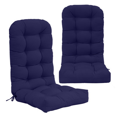 Outdoor Replacement Cushion Set  4.7" Thick High Back Seat / Back Cushions with Ties, Buckle (Set of 2)