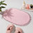 Yirddeo Bath Mat Oval Rug With Pom, Boho Rugs For Bedroom And Bathroom With Non Slip-810954224-810954220