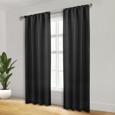 Moriah Millendon Solid Modern Polyester Rod Pockets Room Darkening Curtain Pair
