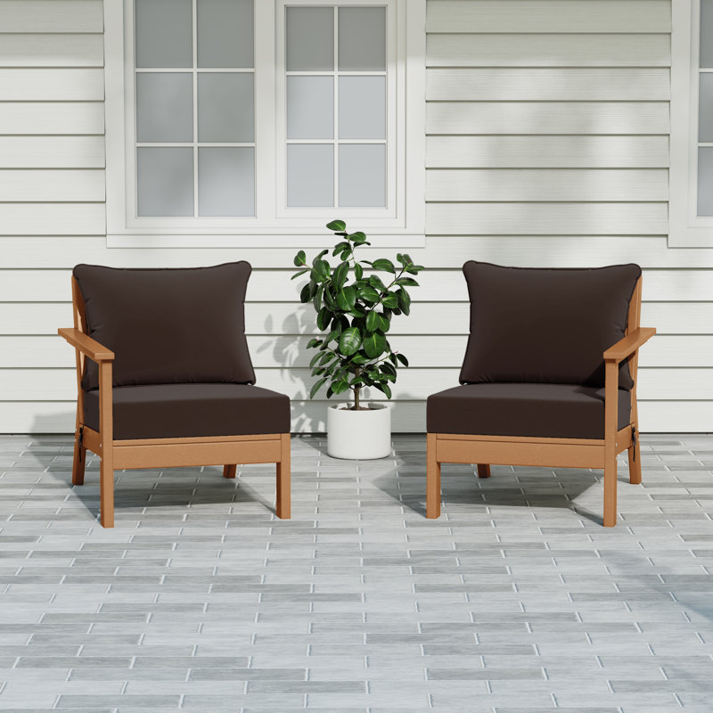 Ensemble de sièges profonds avec coussins, Teak, Brown