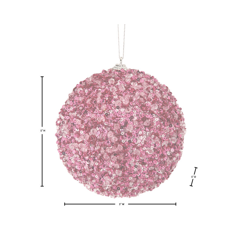 5" Ice and Sequin Ball Ornament