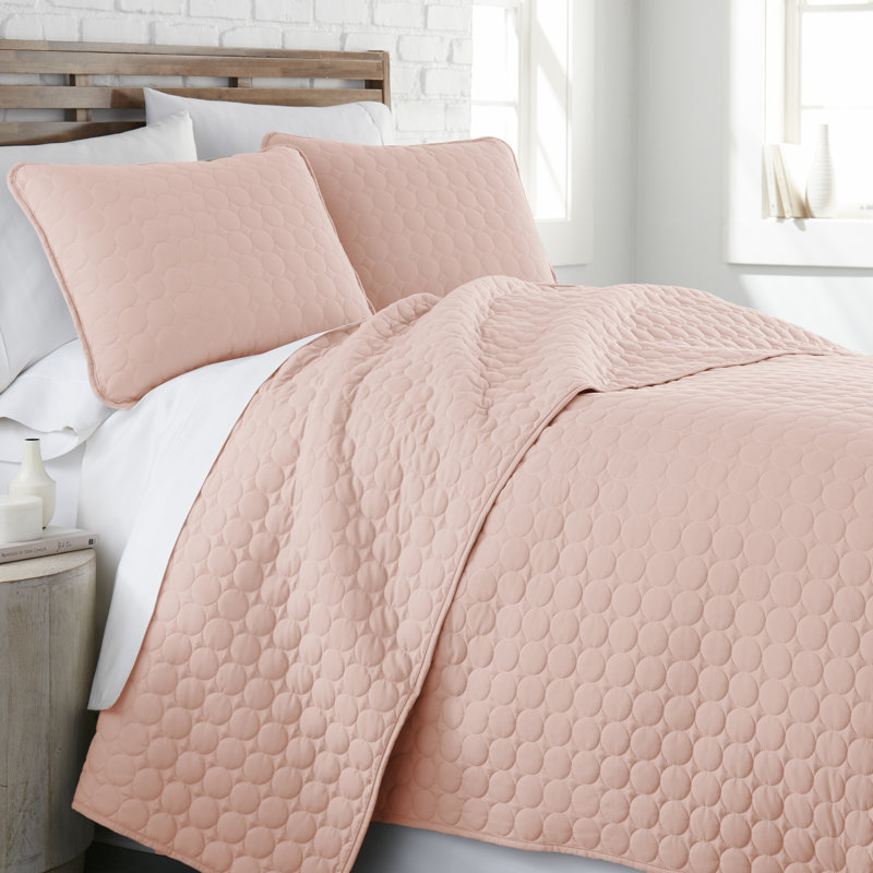 Pastel Pink Microfiber King Quilt Set