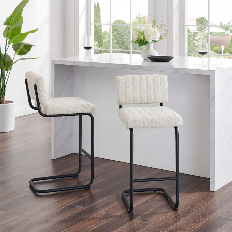Modway Parity Vegan Leather Counter Stools, Bar Stool (28" Seat Height), Ivory