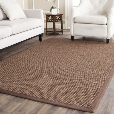 Debroh Natural Fiber Sisal With Latex Solid Color Rug