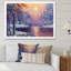 Coucher de soleil sur un pont de rivière d'hiver, art mural traditionnel sur toile-1211579152-1211579154