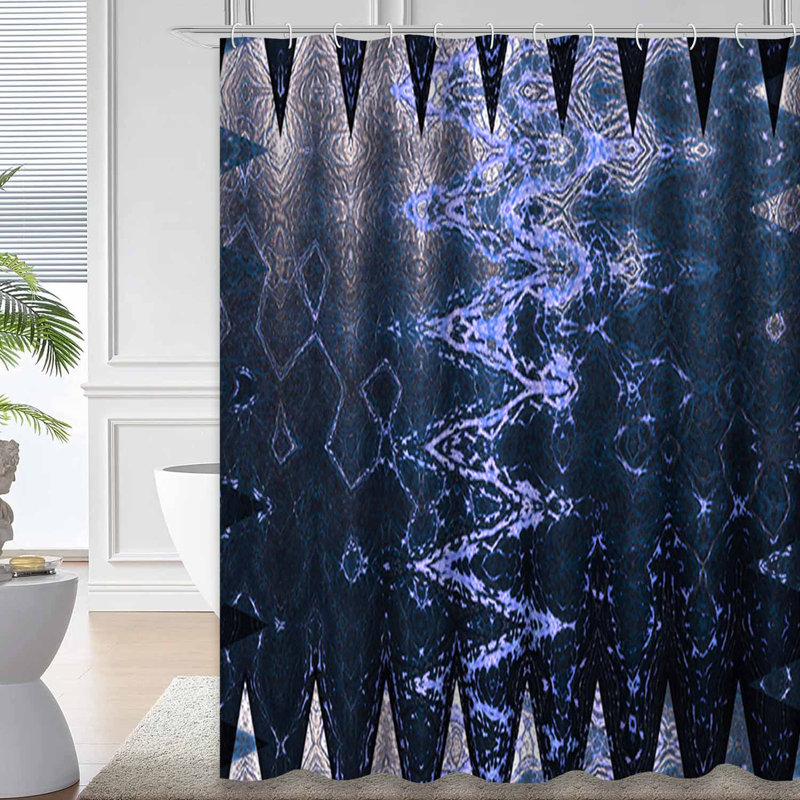 Rideau de douche bleu imperméable, rideaux de douche pour la salle de bain avec 12 crochets, 72" L x 84" W