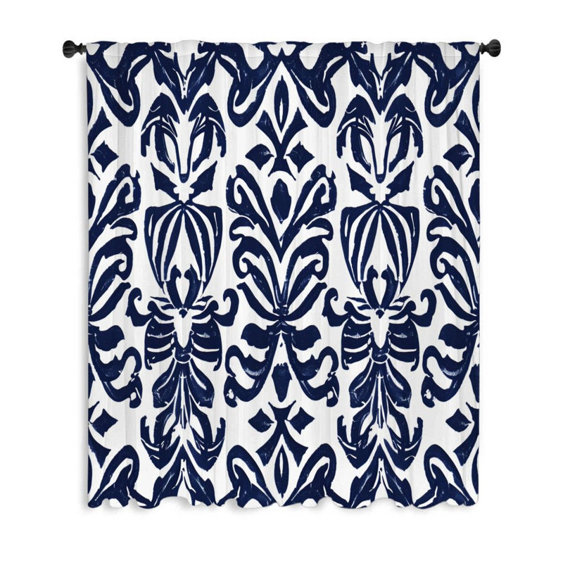 Rideaux à motif floral et voilage à motif floral - 1 panneau, L 53 po x L 99 po