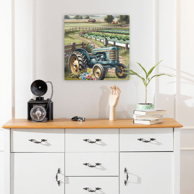 Art floral jardin bleu, H 18 po x l 18 po