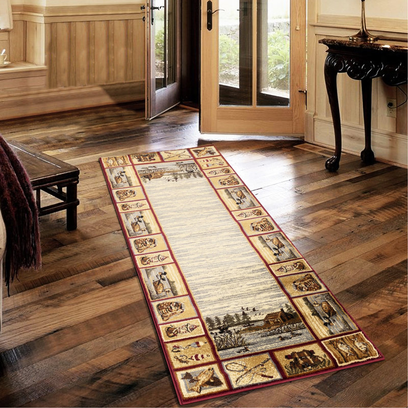 2 Ft. 7 In. X 3 Red Polypropylene Lodge Area Runner. Stain , , For A Stylish Hallway. Made In Turkey 2.58 7.25 Runner Rug. Stain-, Beautiful Home.