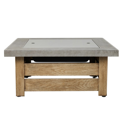 34 Inch Square Wood Burning Fire Pit Table, Metal Patio Fire Pit for Backyard Garden