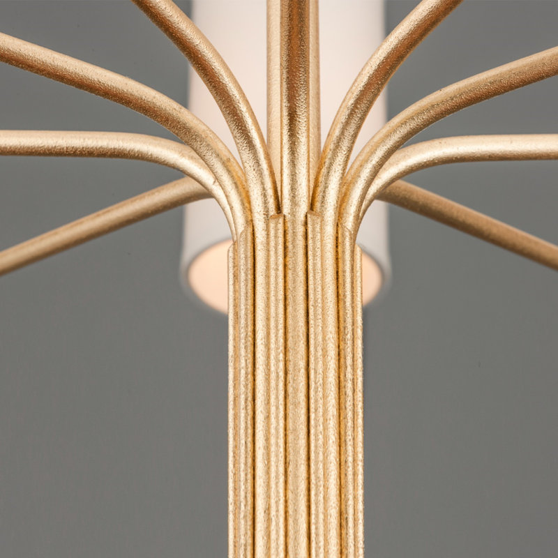 Lustre classique / traditionnel à 8 lumières Juniper, Feuille d'or texturée, 8