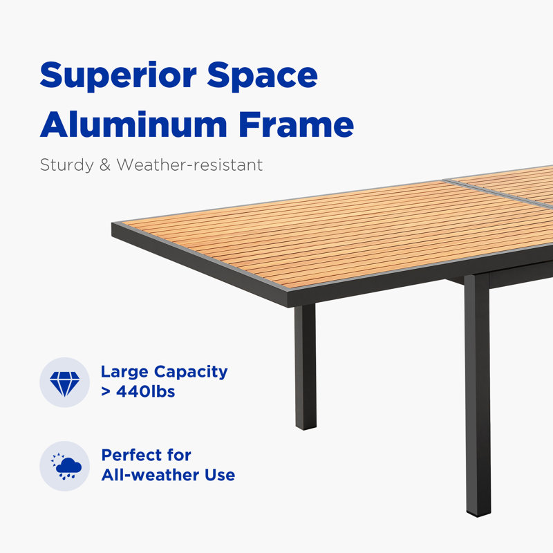 Heck Rectangular Outdoor Dining Set with Extension Tabletop, 12, Dark Charcoal, 30.3" H x 134" W x 39.4" D