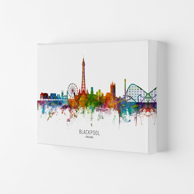 Blackpool England Skyline by Michael Tompsett - Print, Wrapped Canvas, 29.7cm H x 42cm W x 4cm D