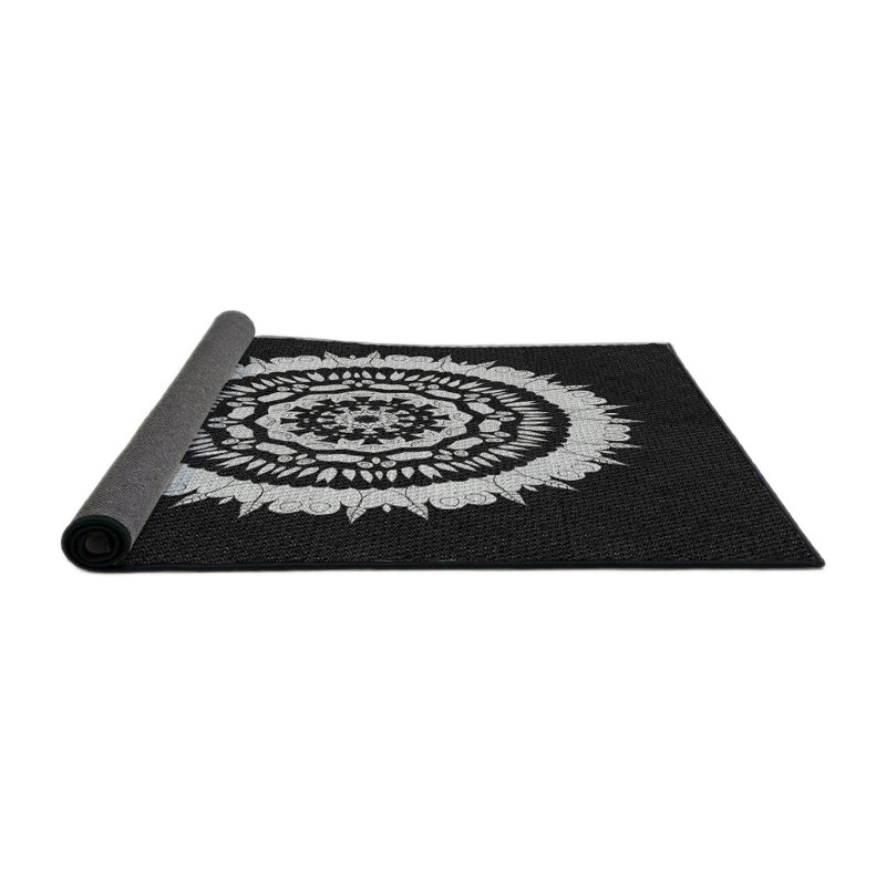 Laine tissé à la machine à motifs géométriques et polyester noir/gris Tapis décoratif, Rectangle 8 pi x 10 pi