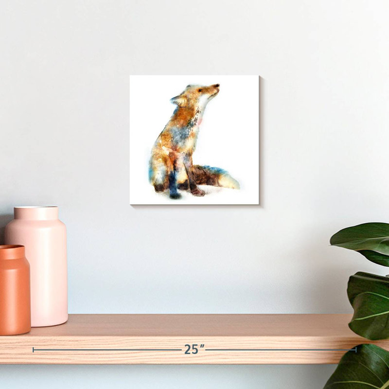 Crowle aquarelle renard, H 10 po x l 10 po