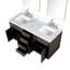 Meuble-lavabo double en chêne brun 60 po X P 22 po D, comptoir en marbre de Carrare, ensemble de robinet et Miroirs-118024616