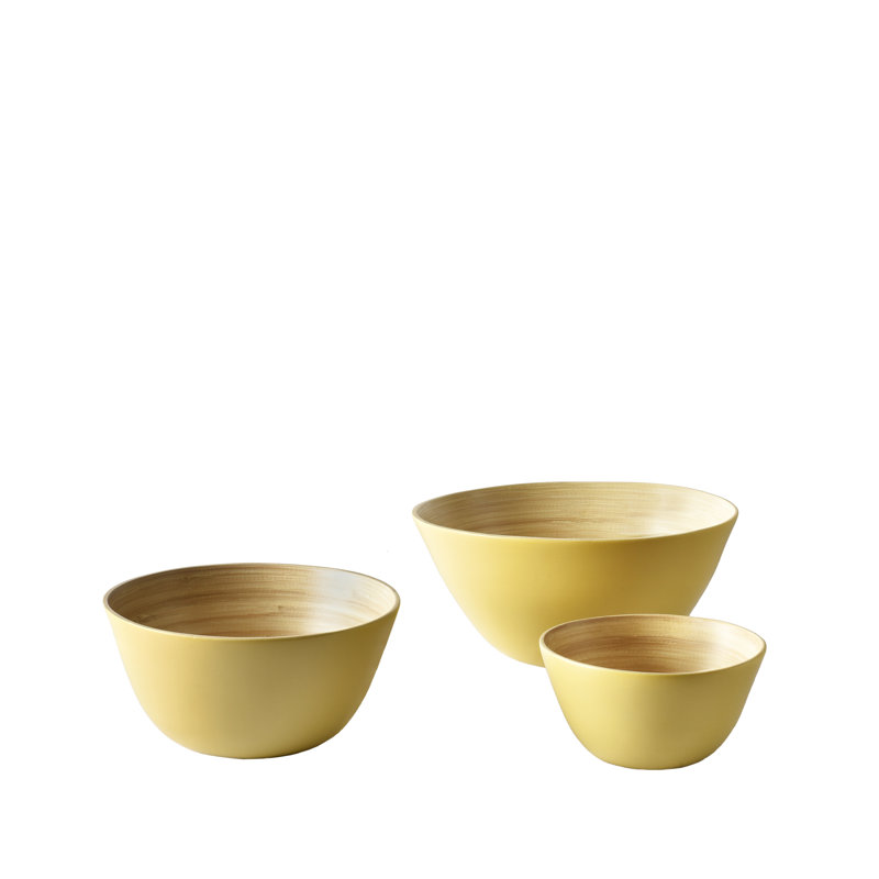 Bol décoratif en bambou Bahia - ensemble de 3, Jaune