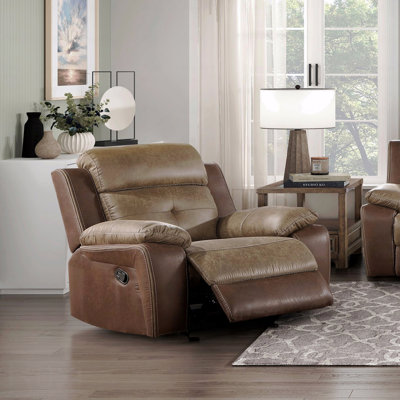 Avec fauteuil inclinable et confortable moelleux en microfibre brun, cadre en bois massif, meubles de salon, fauteuil inclinable 1 pièce, fauteuil inclinable, accoudoirs moelleux et détails capitonnés