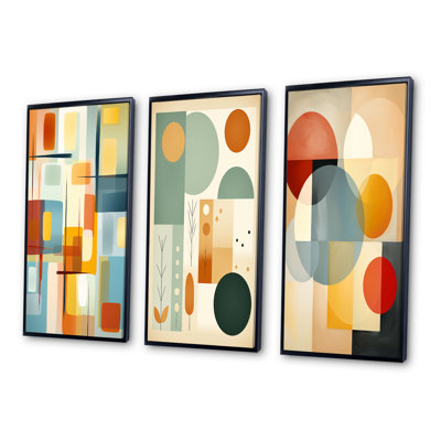 «Midcentury Minimal Abstract Geometric Art», ensemble de 3 reproductions