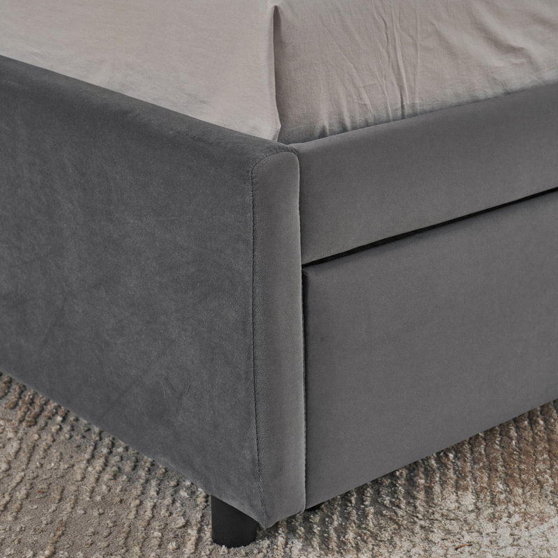 Lit de jour rembourré capitonné avec couchette, Gris